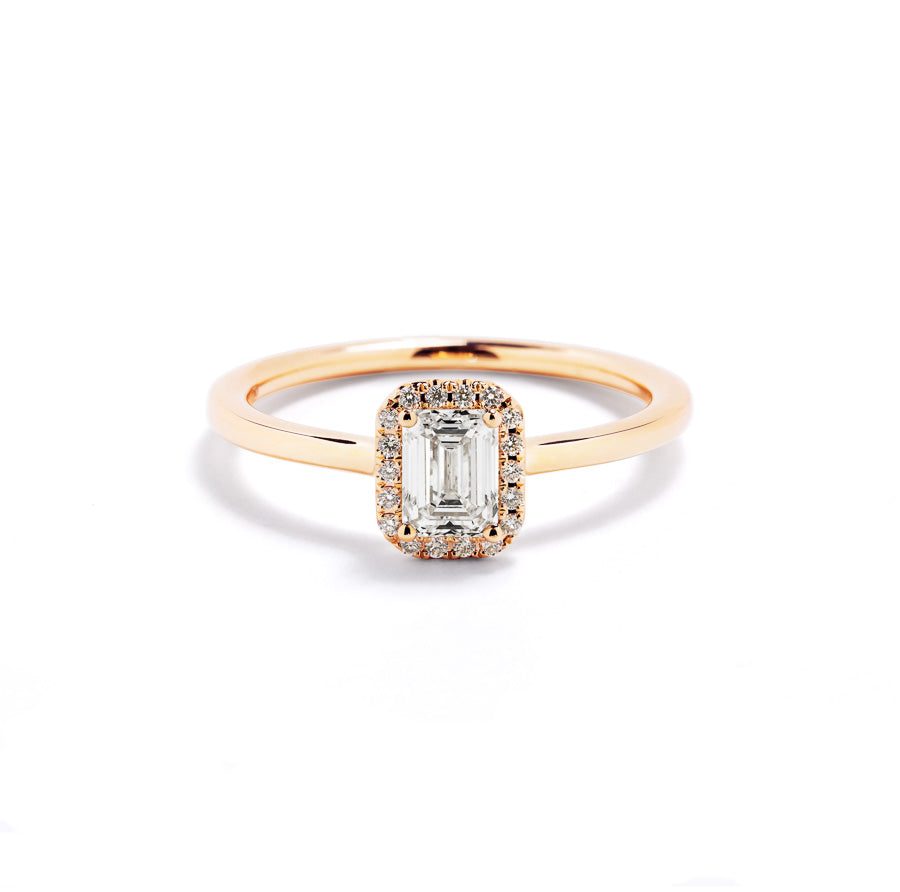 Rosetring i 18 kt. gulguld med 0,51 ct. smaragdsleben diamant