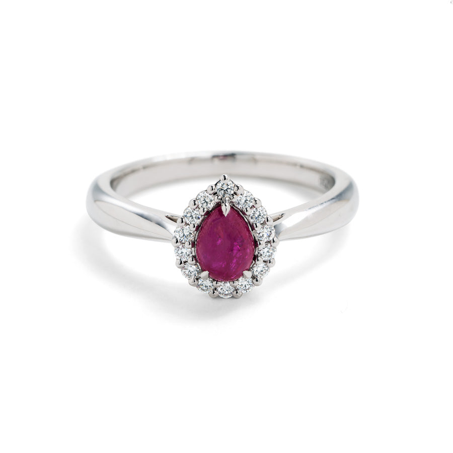 Rosetring med en 0,60 ct. Grønlandsk Rubin og 0,13 ct. brillanter
