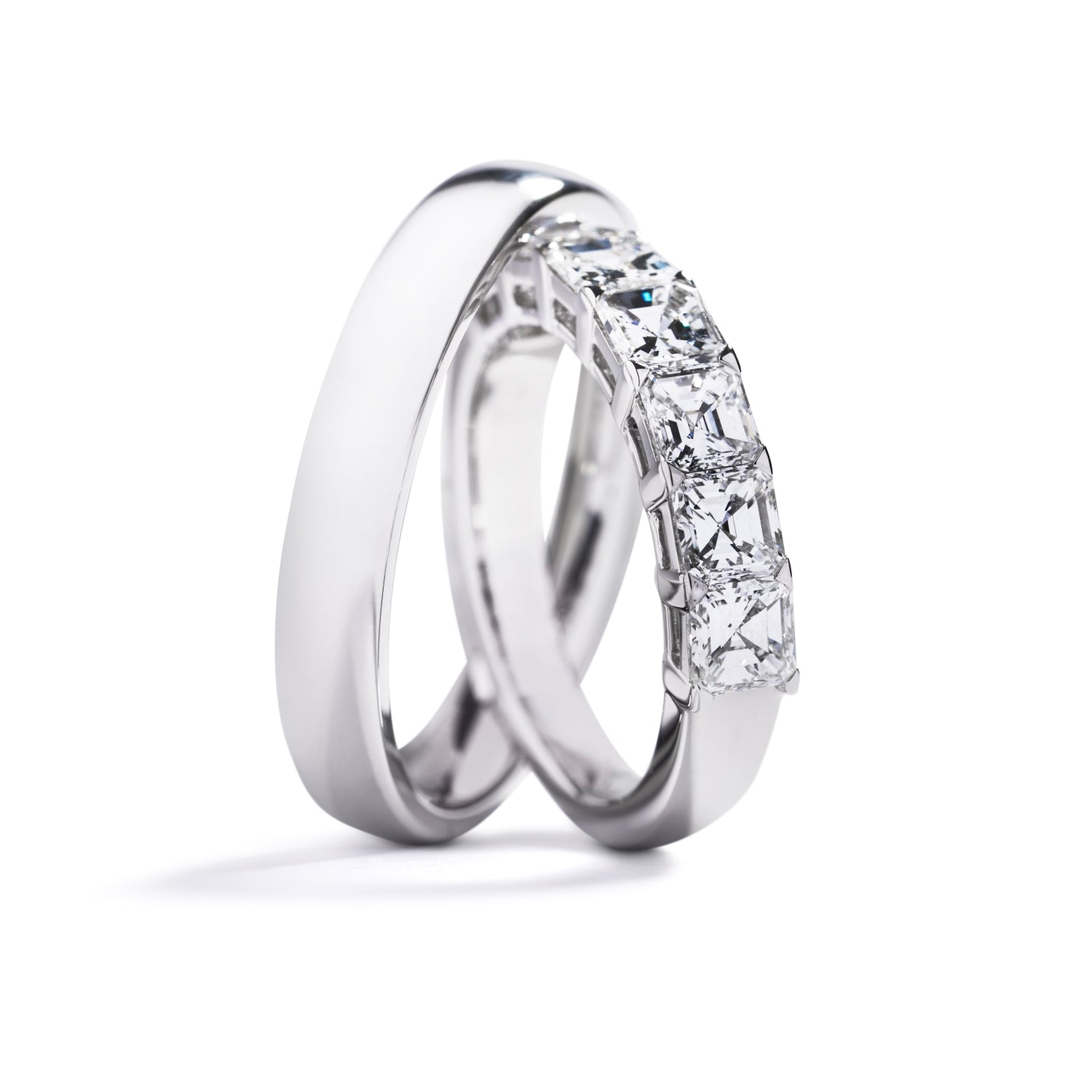 Vielseseringe med 2,20 ct. Asscher-cut diamanter