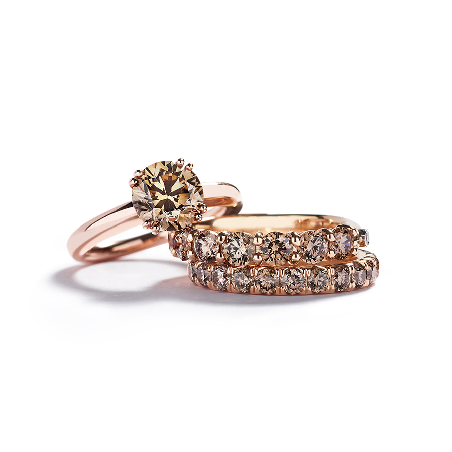 Champagne solitaire- og allianceringe