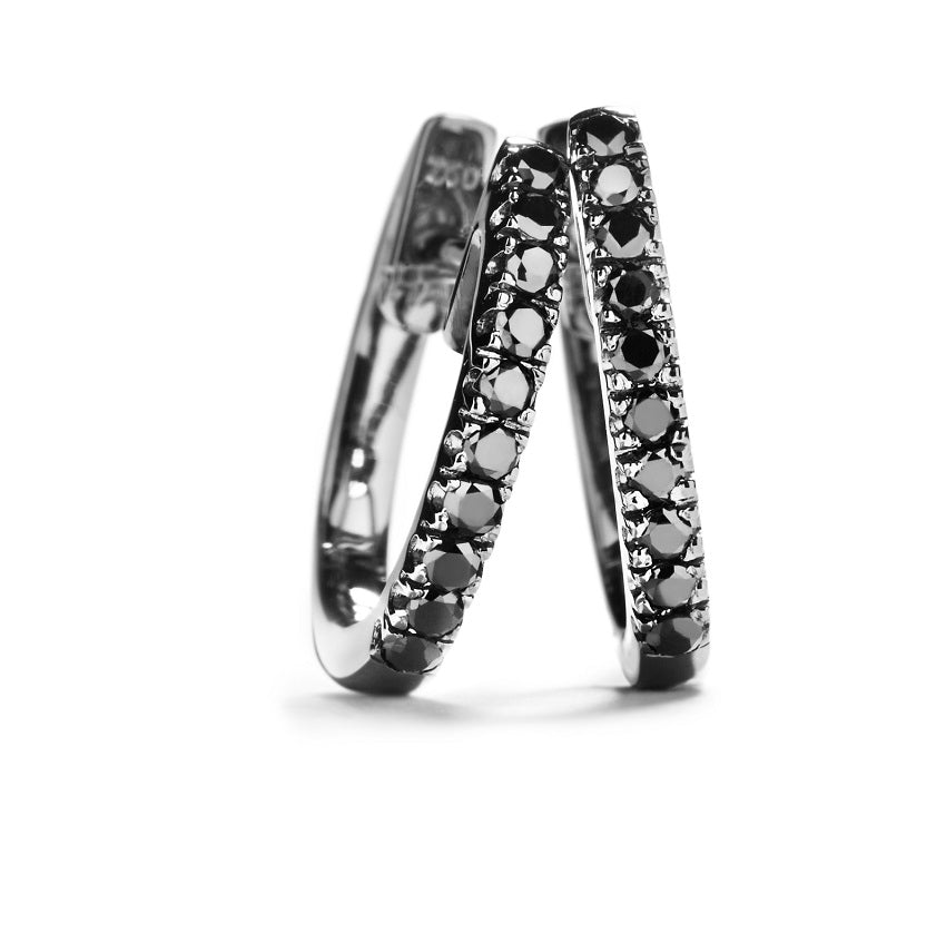 Diamant creoler med 0,20 ct. sorte diamanter