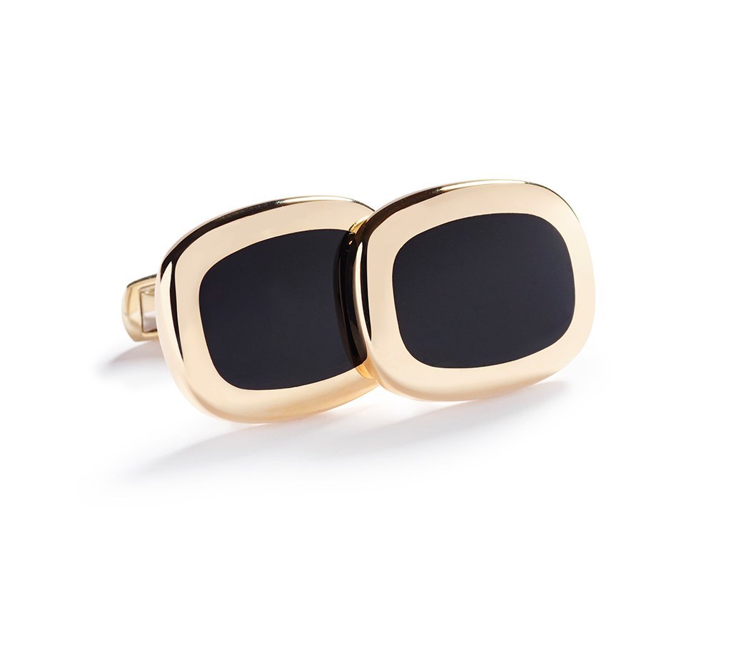 Manchetknapper, guld med onyx