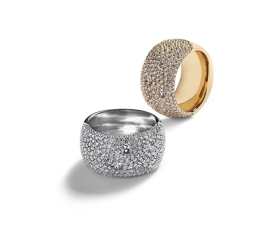 Pavéring bred med 255 brillanter i hvidguld eller gulguld, i alt 3,40 carat