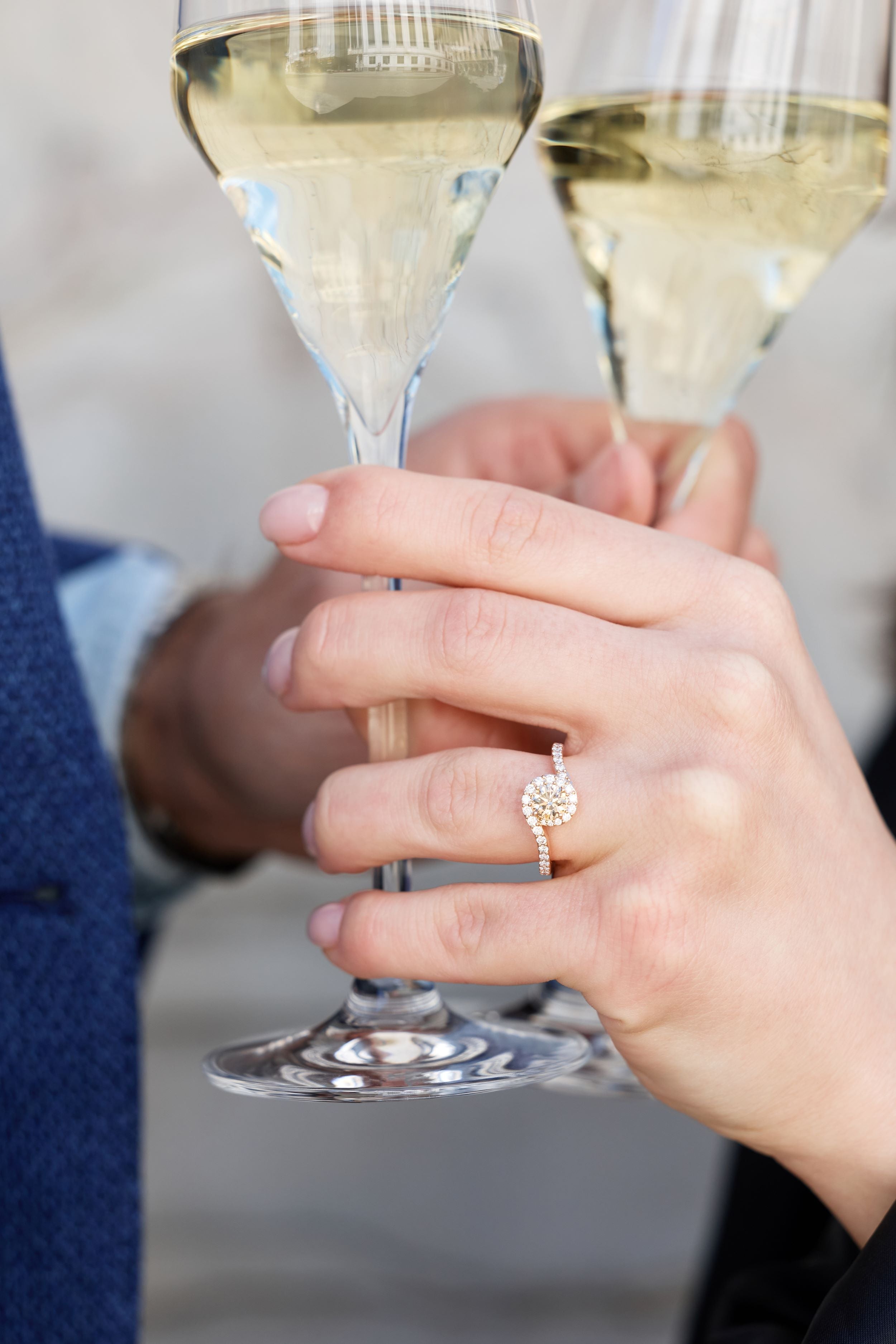 Rosetring med 1,37 ct. Champagne diamant og 0,50 ct. brillanter