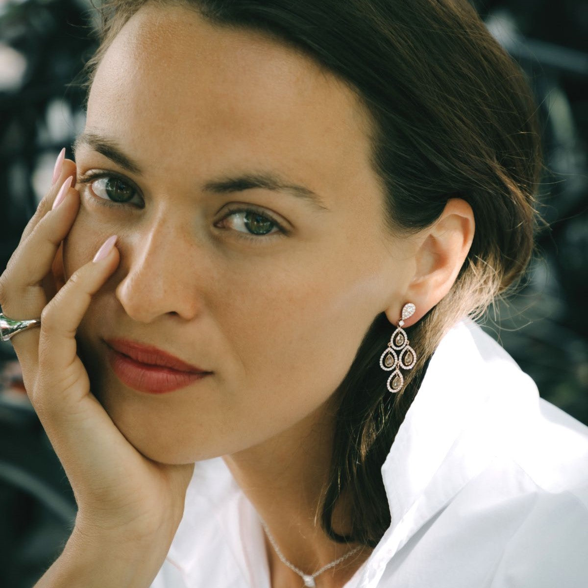 Chandeliers med 2,00 ct. champagne diamanter og 1,23 ct. brillanter