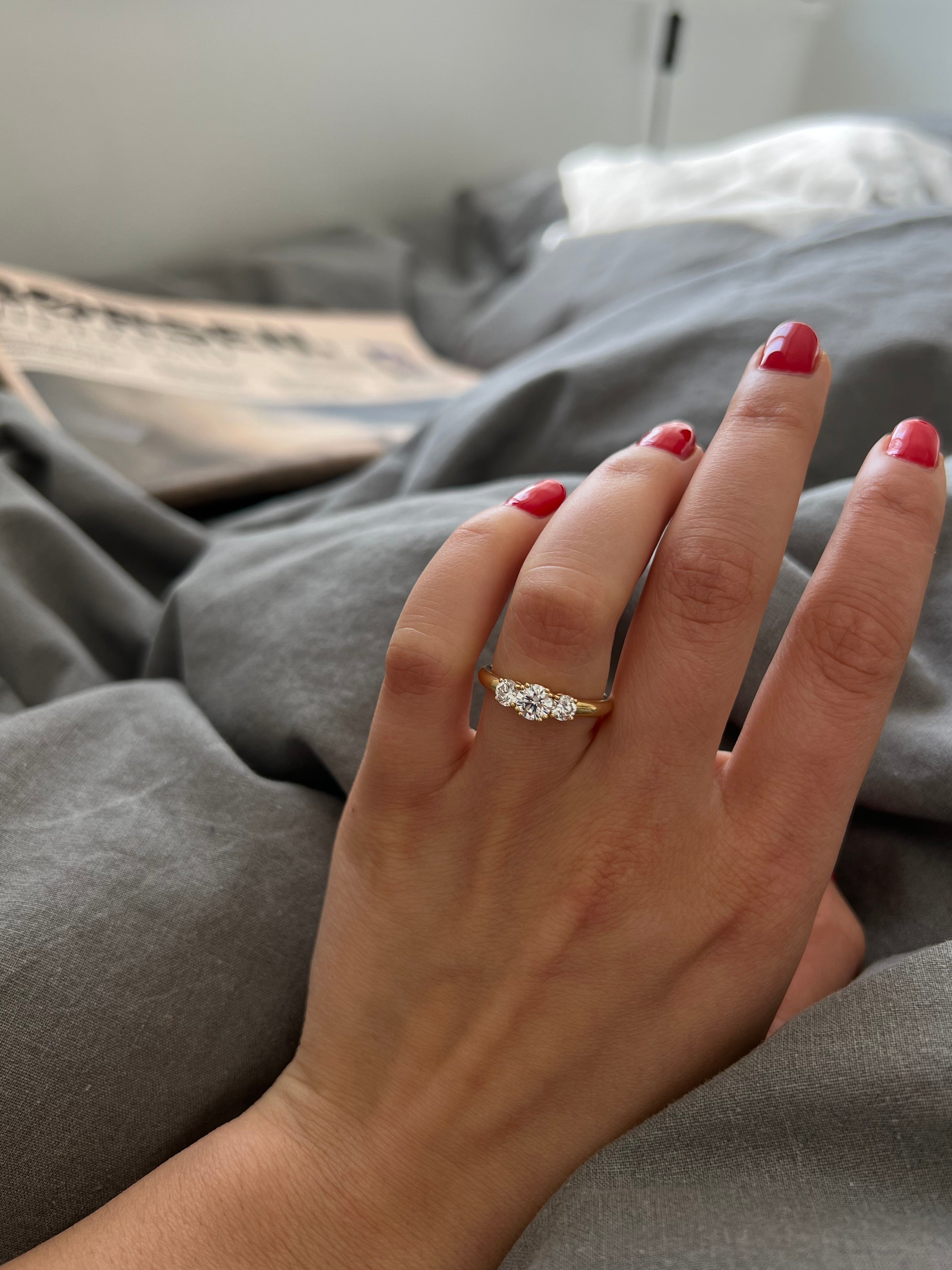 3-stens diamantring med 0,20 ct. brillant