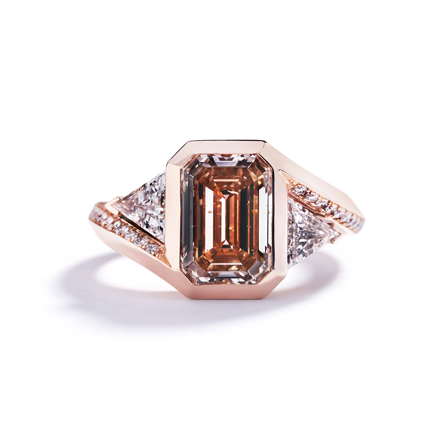 Ring i 18 kt. rosaguld med 3,05 ct. champagne diamant