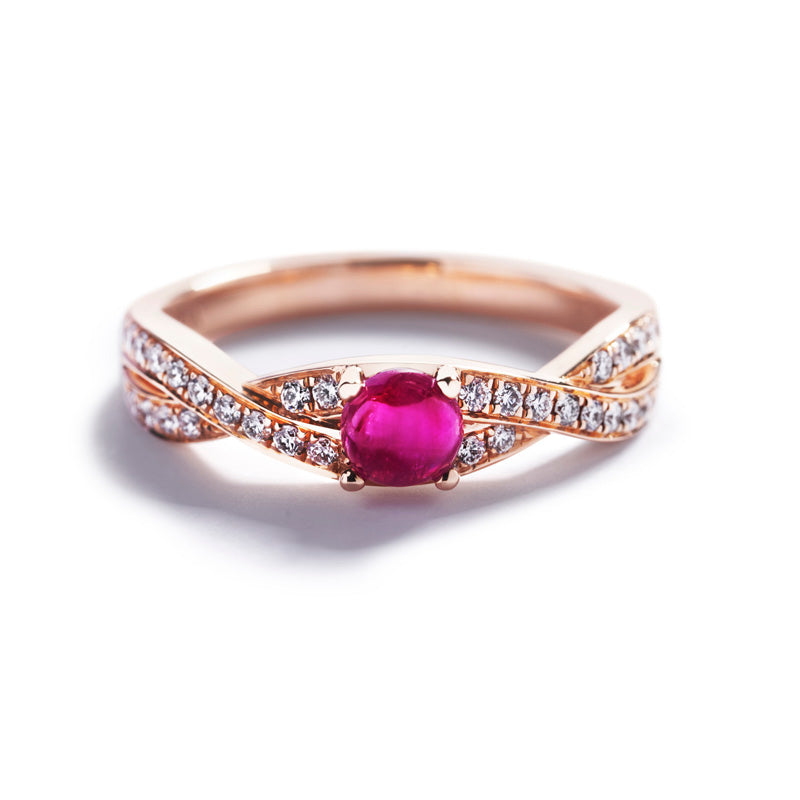 Rubinring i rosaguld med 0,57 ct. Grønlandsk Rubin og 0,29 ct. brillanter