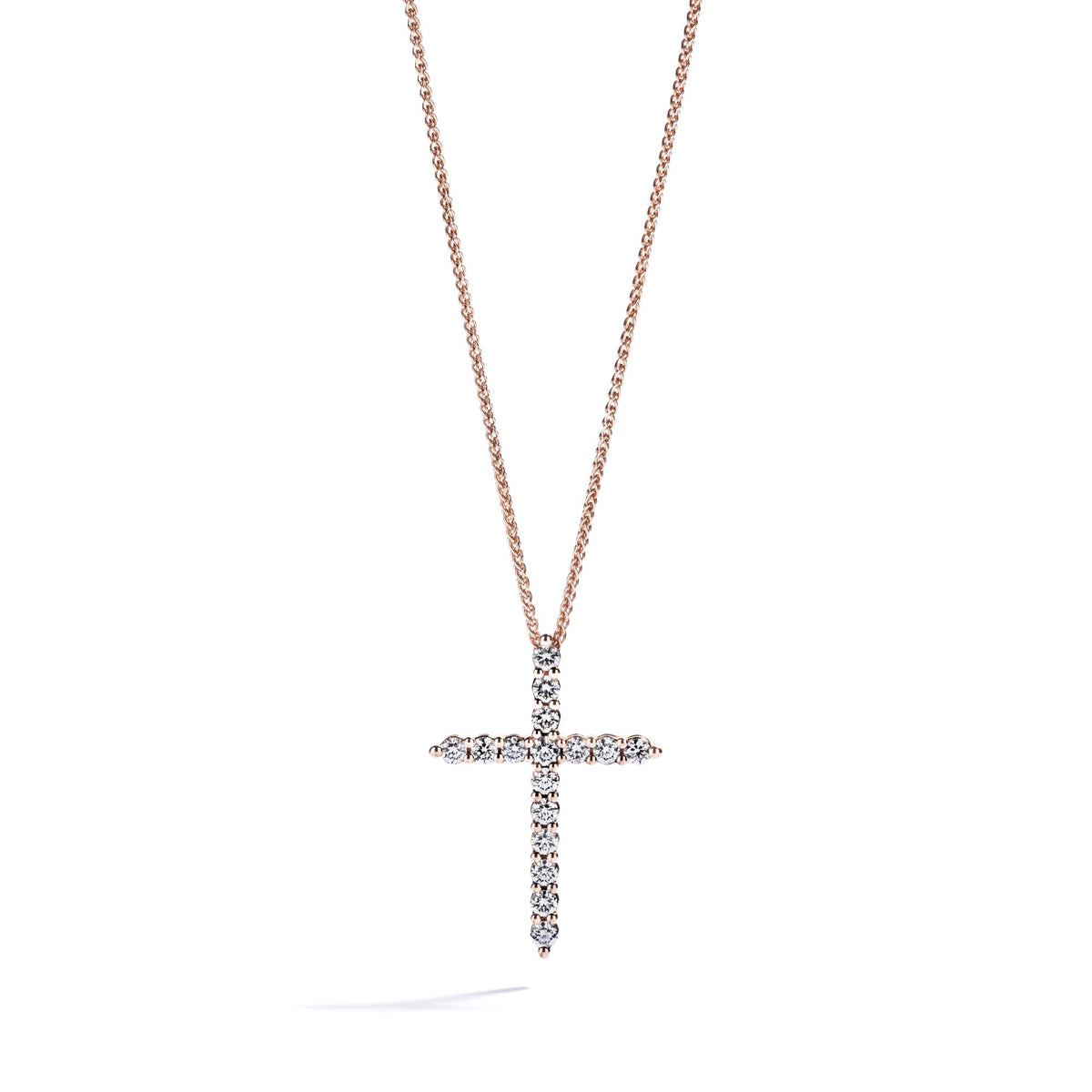 Diamantkors i rosaguld med 1,24 ct. diamanter