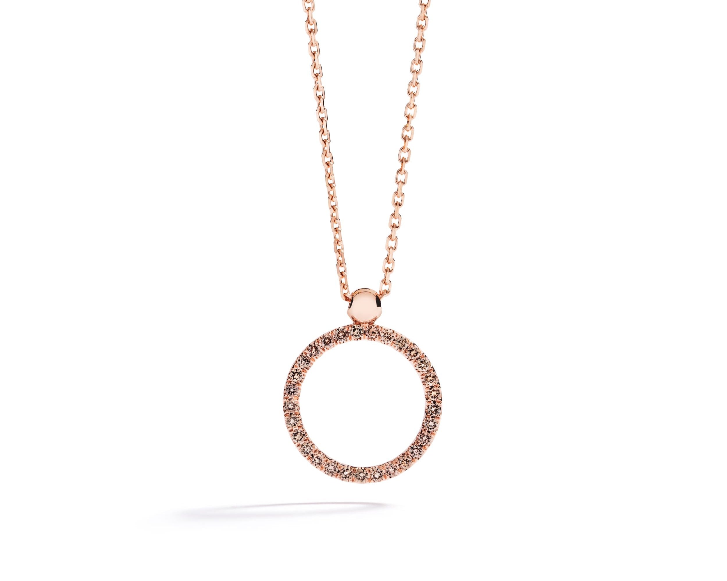 Cirkelvedhæng i 18 kt. rosaguld med 0,18 ct. champagne brillanter