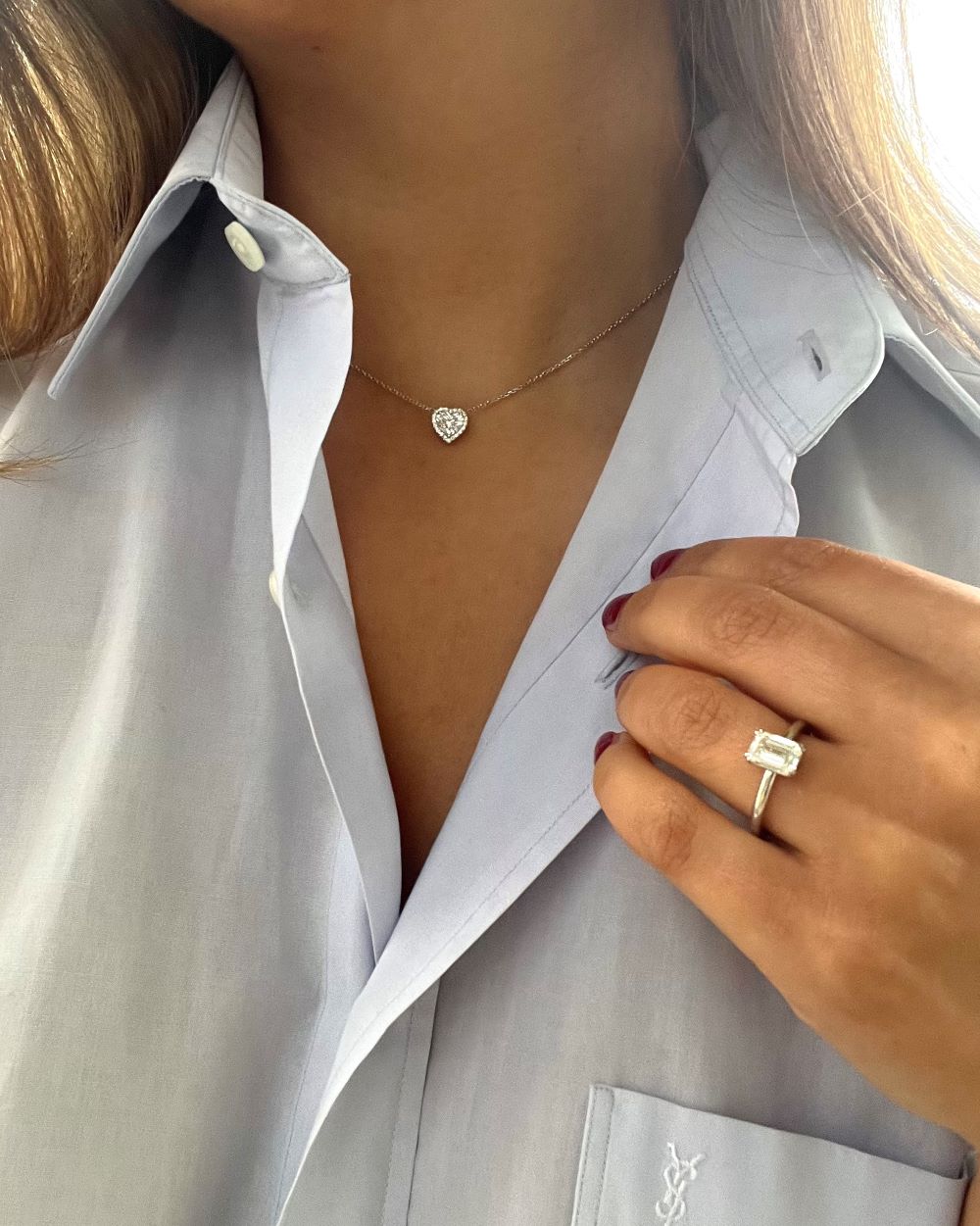 Rosetvedhæng i 18 kt. rosaguld med 1,02 ct. hjertesleben champagne diamant
