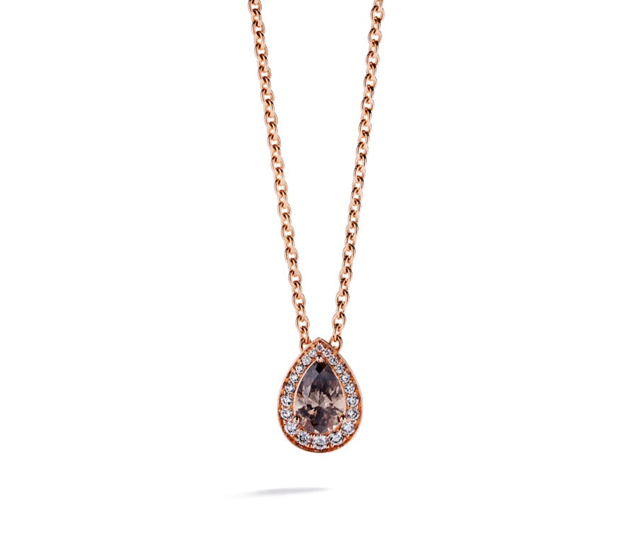 Diamantvedhæng med 0,71 ct. dråbeformet Champagne diamant