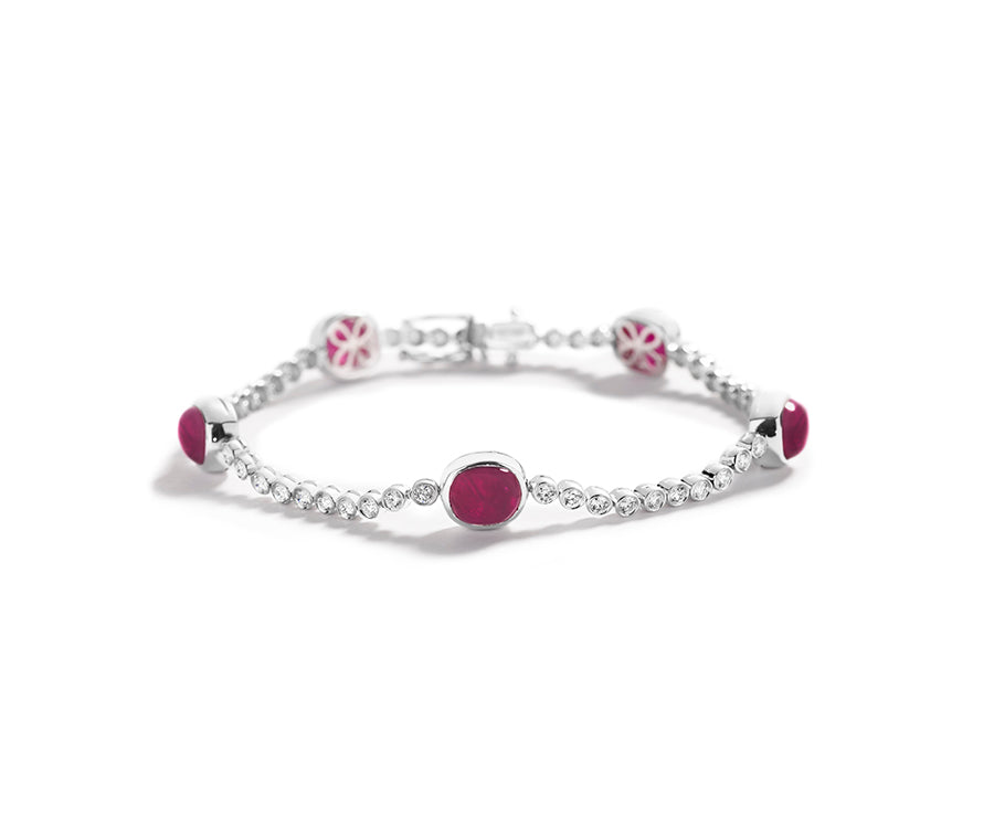 Armbånd med 9,11 ct. Grønlandske Rubiner og 1,19 ct. diamanter