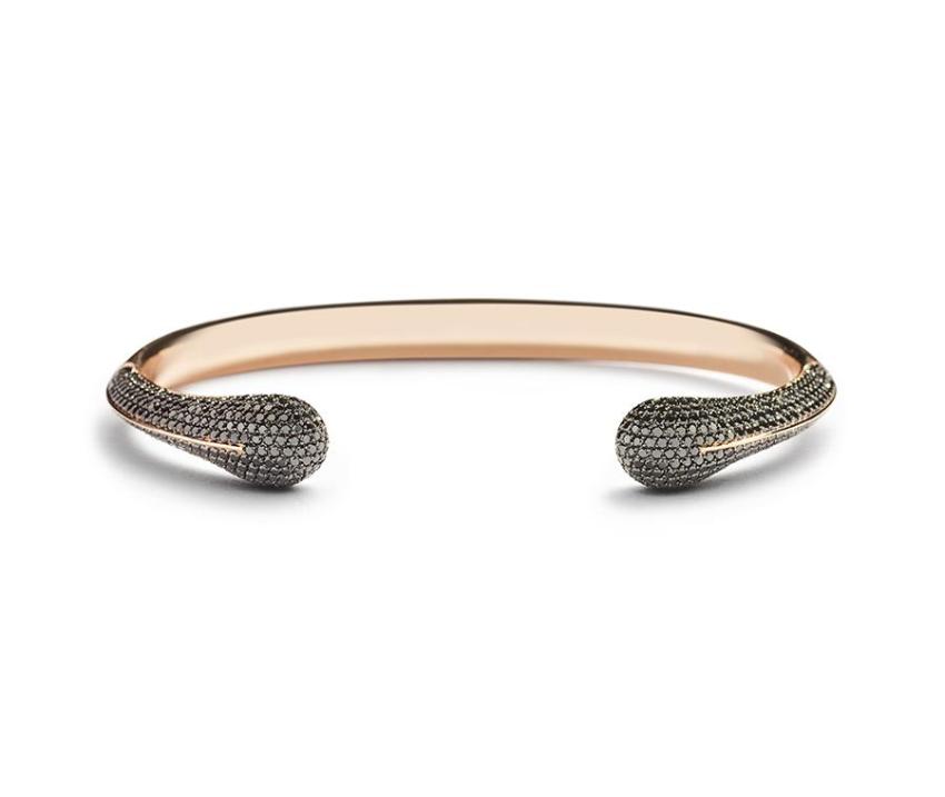 Herre armring i 18 karat rosaguld med sorte diamanter