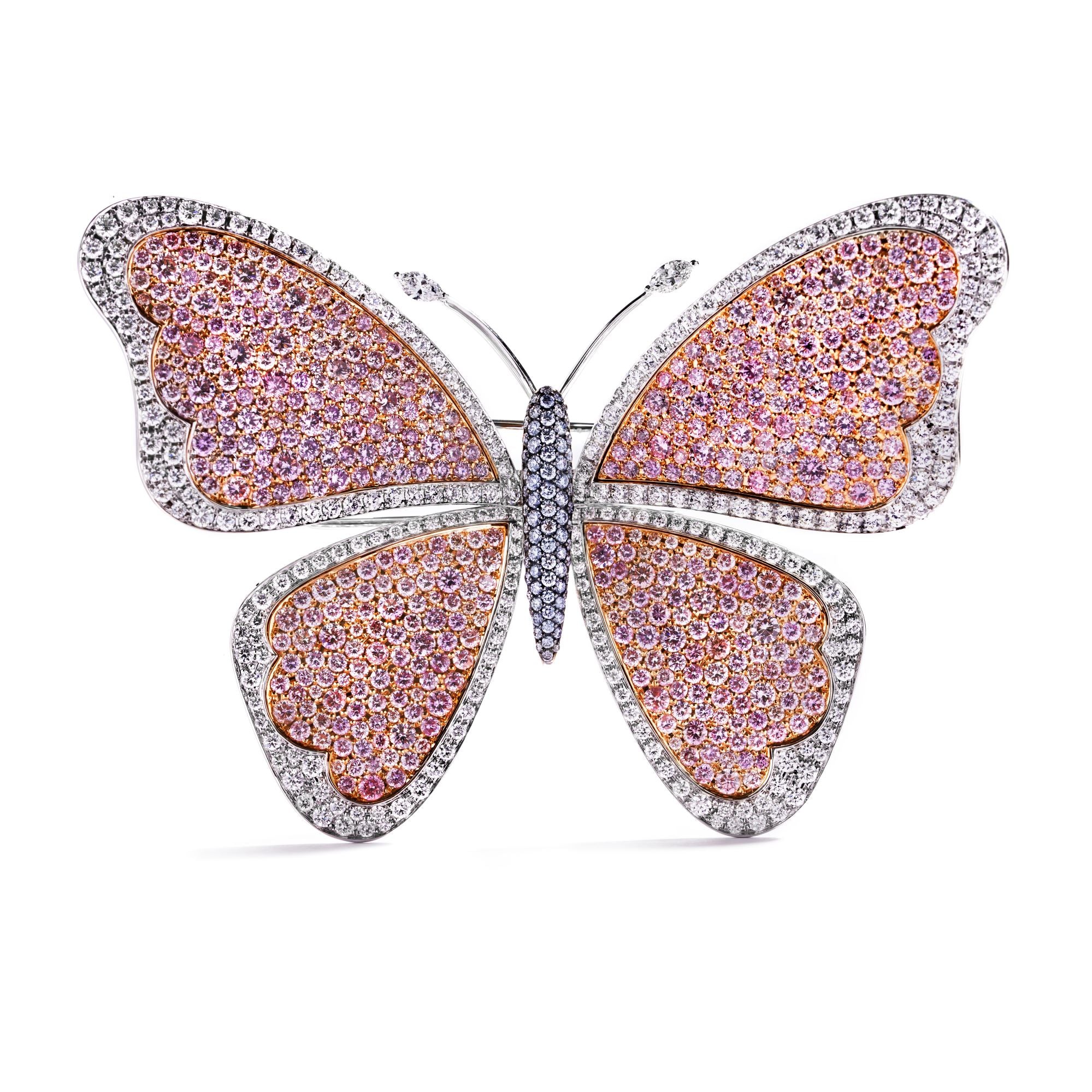 Hartmann's Pink Butterfly broche med 9,81 ct. Argyle Pink og Argyle Blå diamanter