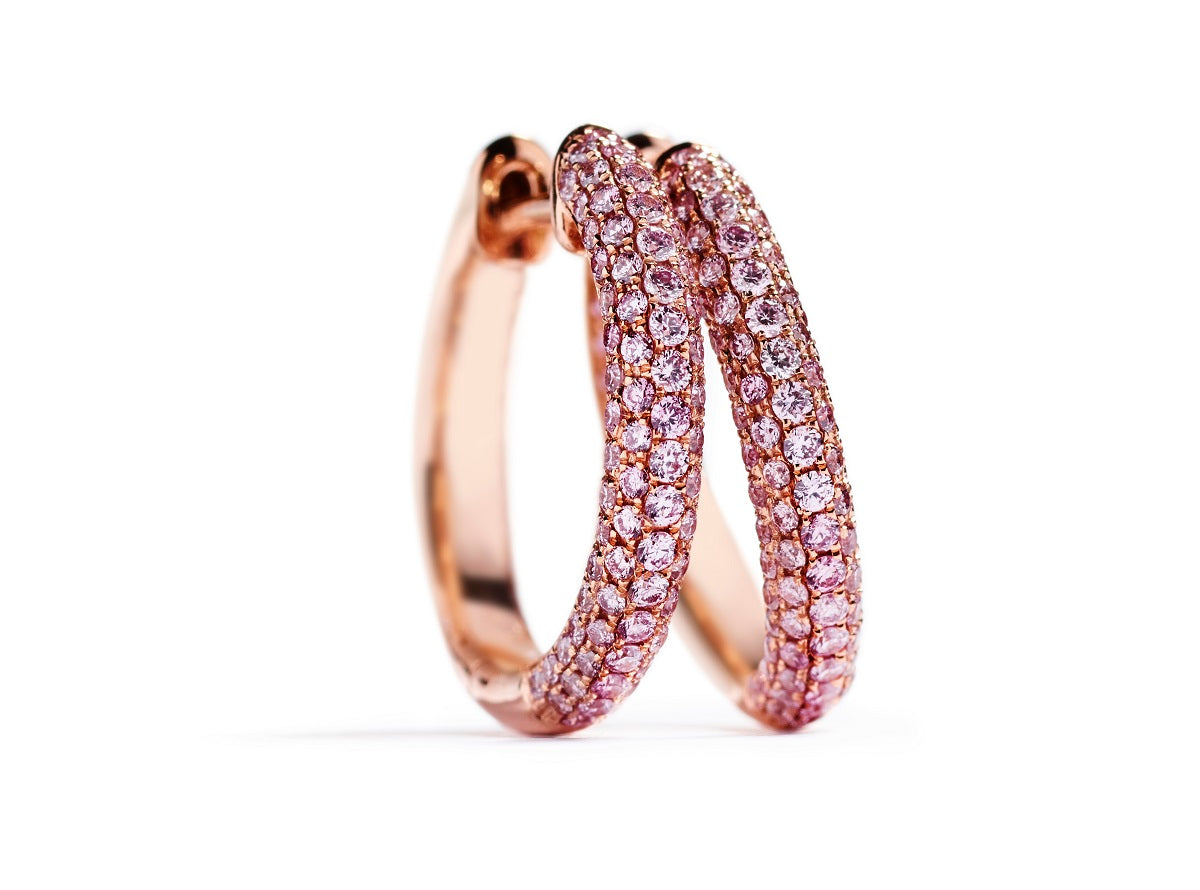 Diamant creoler med 0,70 ct. Argyle Pink brillanter