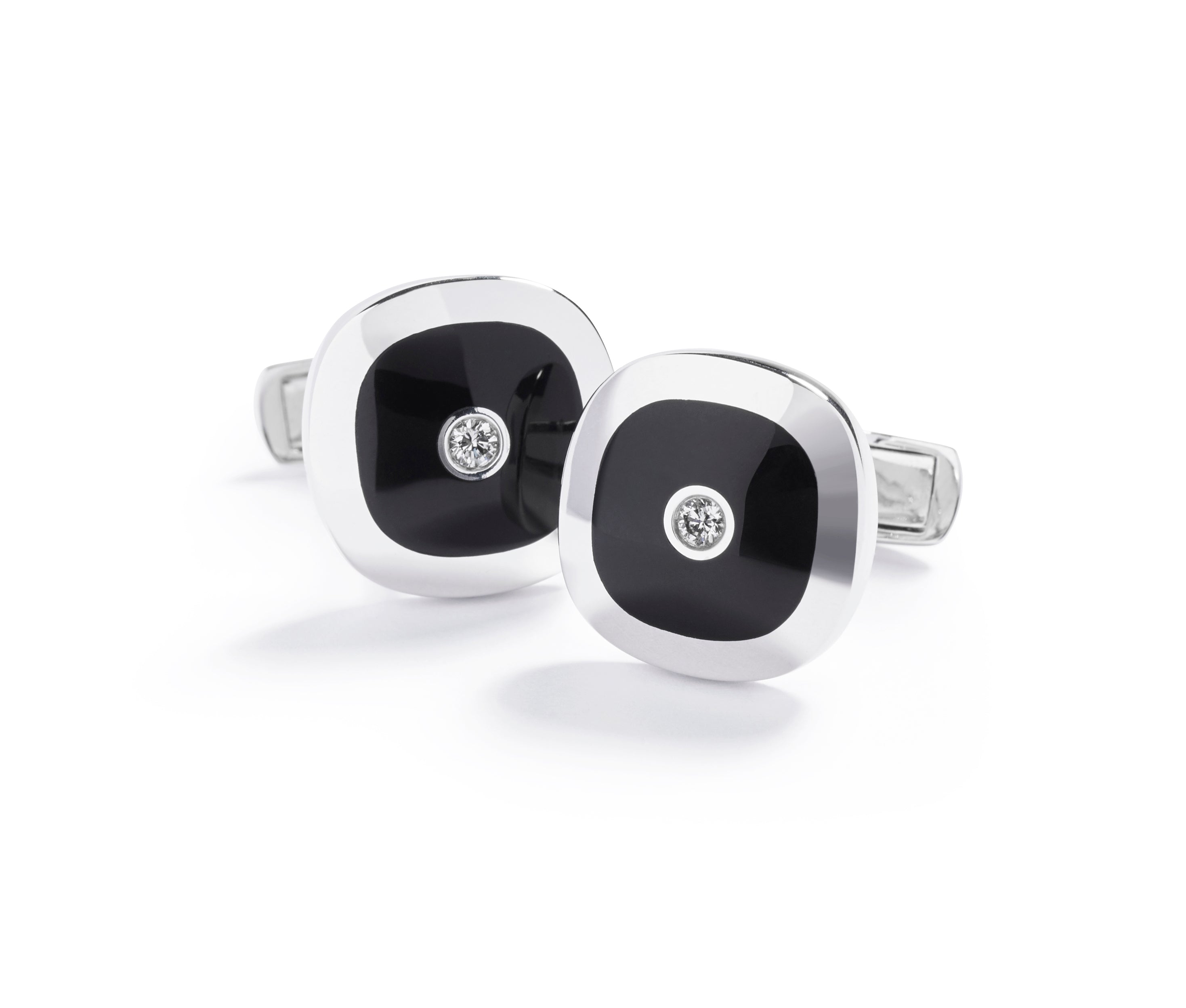 Manchetknapper i 18 kt. hvidguld og onyx