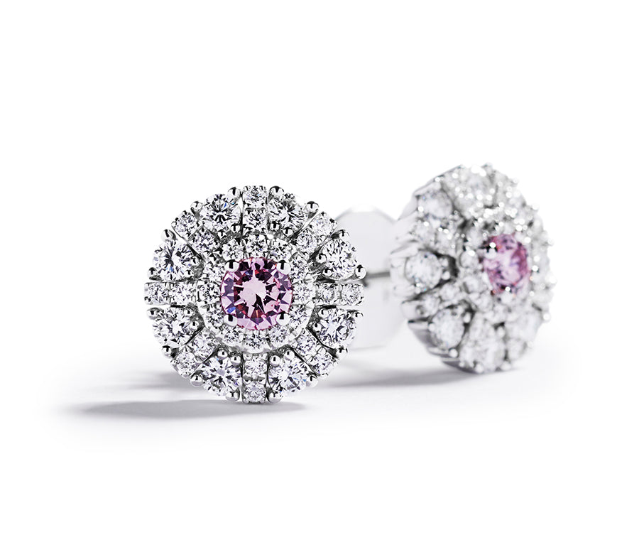 Roset ørestikker med 0,36 ct. Argyle Pink diamanter