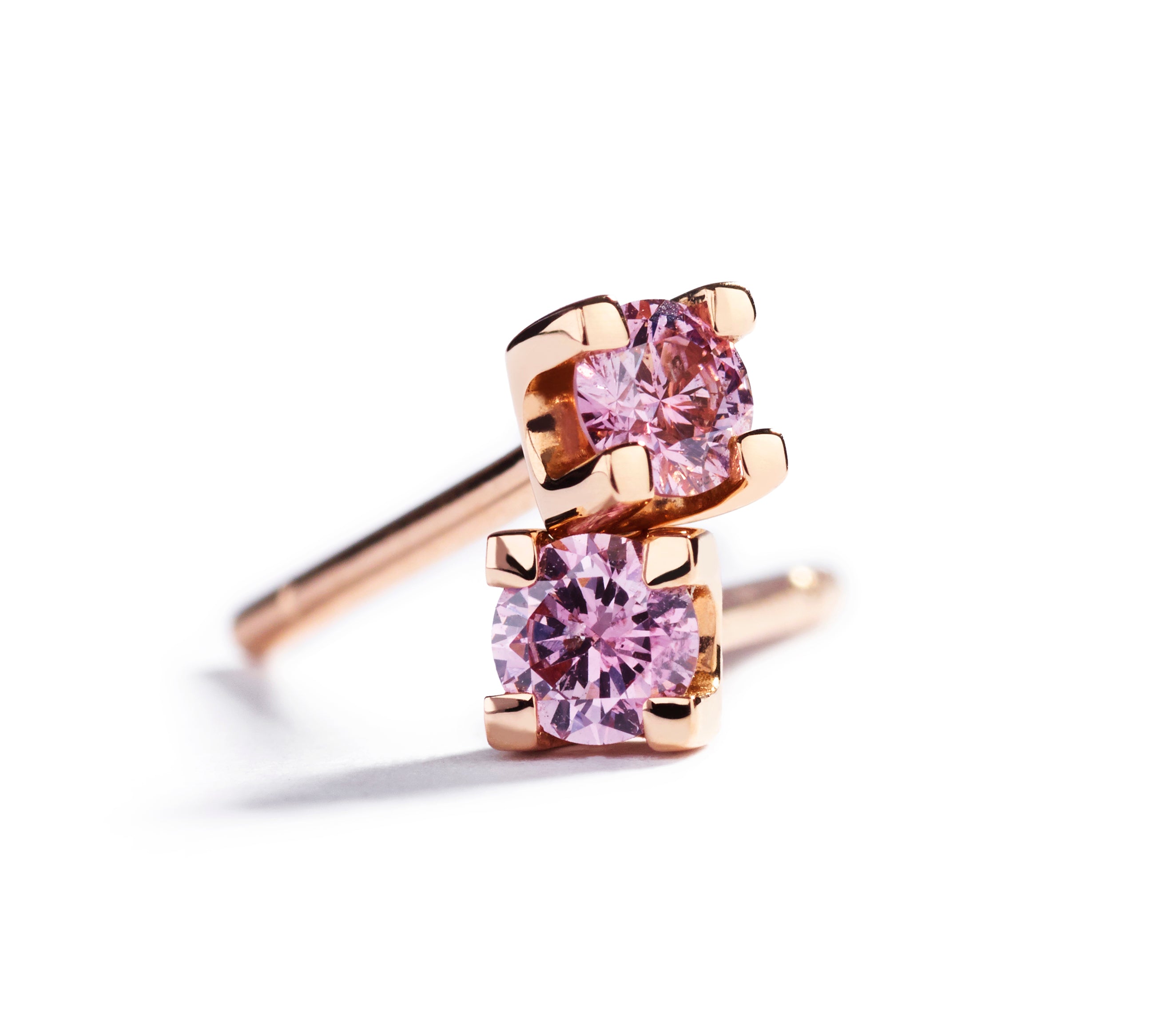 Solitaireørestikker med 0,09 ct. Argyle Pink brillanter