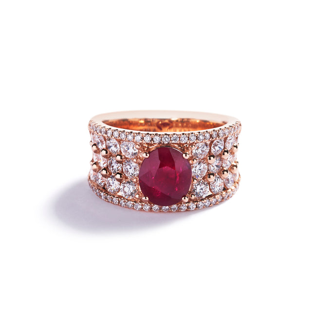 Pavéring med 2,10 ct. brillanter og 2,55 ct. Grønlandske Rubin