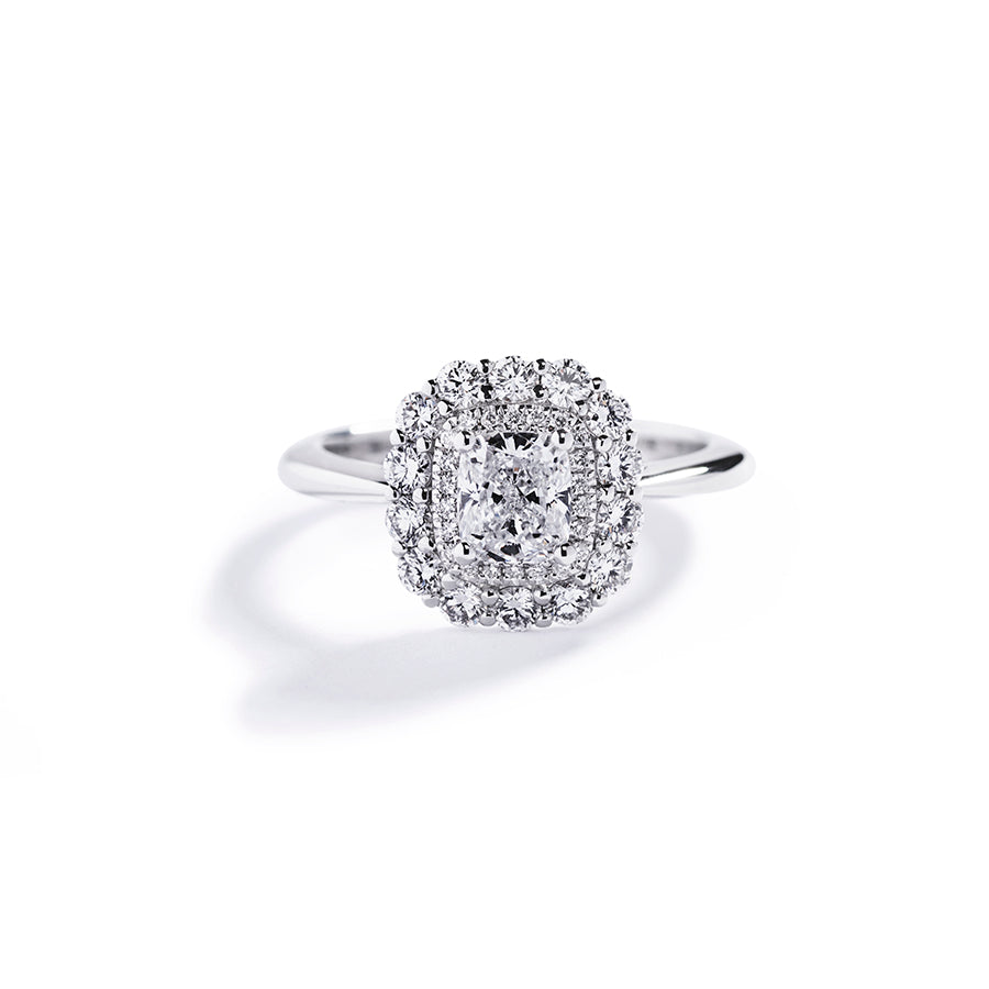 Rosetring med 0,71 ct. cushion-cut diamant