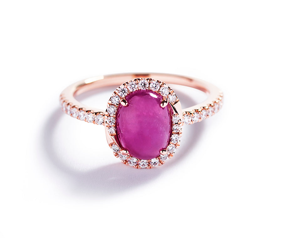 Rubin rosetring med 1,34 ct. Grønlandsk Rubin og brillanter