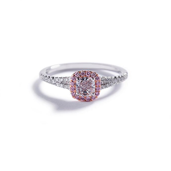 Rosetring med 0,51 ct. cushion-cut diamant og Argyle Pink brillanter