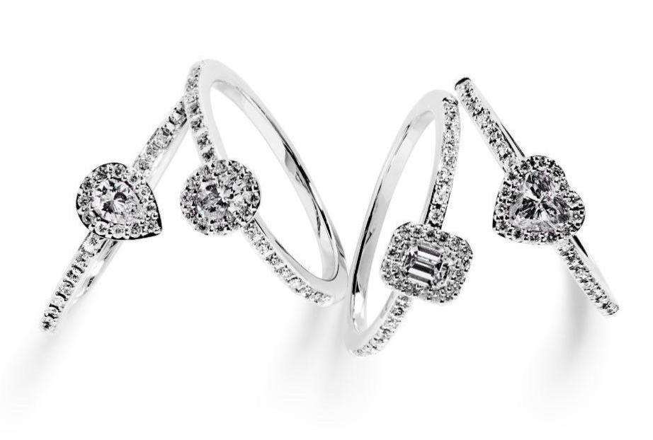 Forlovelsesringe i hvidguld med hvide diamanter