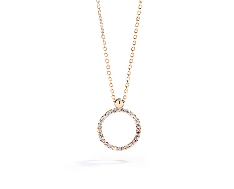Cirkelvedhæng i 18 kt. gulguld med 0,16 ct. brillanter