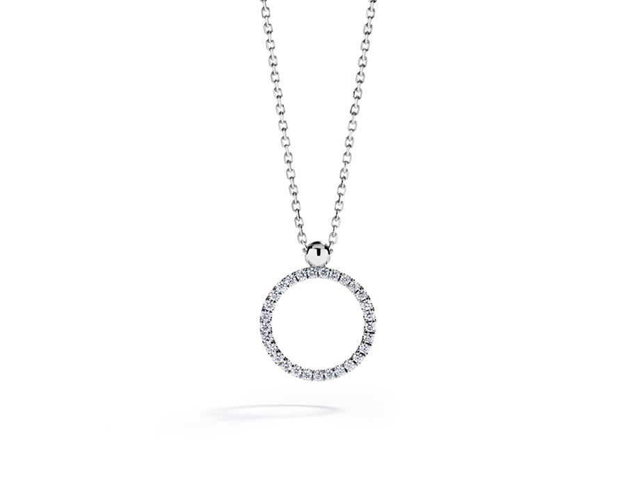 Cirkelvedhæng i 18 kt. hvidguld med 0,16 ct. brillanter