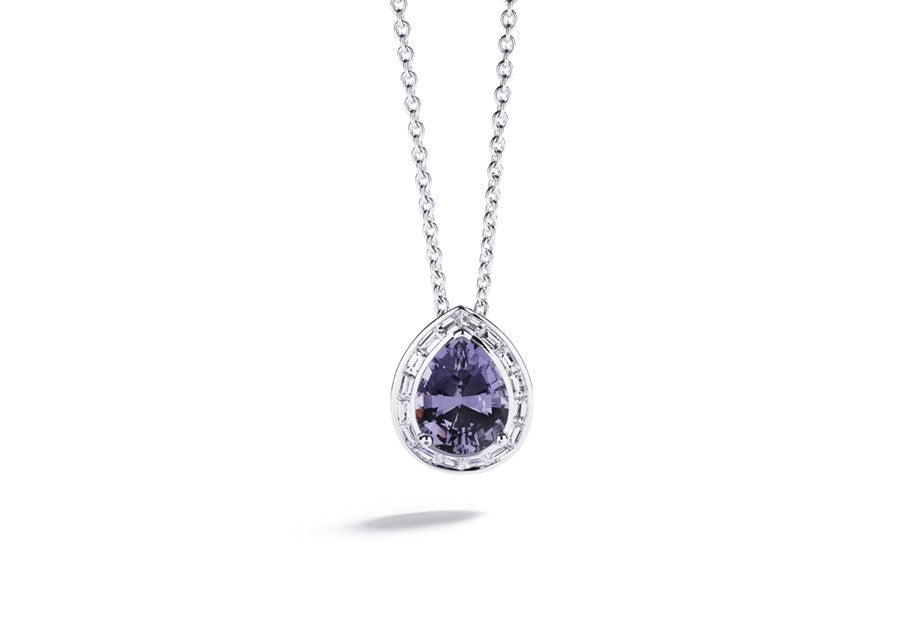 Vedhæng med 2,26 ct. spinel og baguetteslebne diamanter