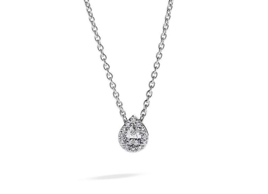 Diamantvedhæng i 18 karat hvidguld med dråbeformet diamant