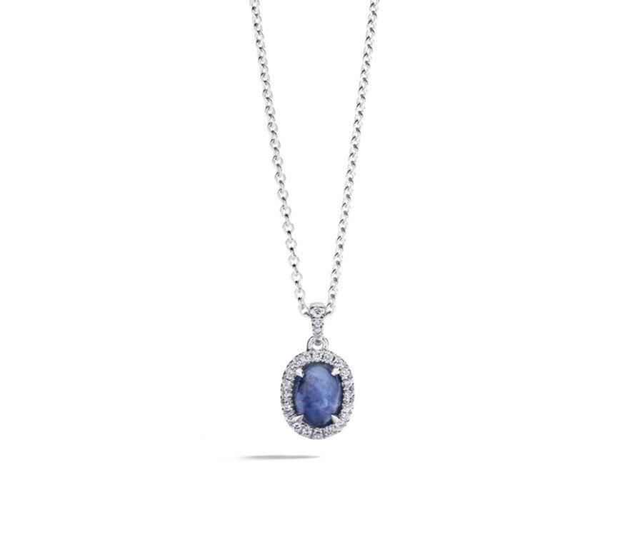 Safir- og diamantroset vedhæng med 0,79 ct. Grønlandsk Blå Safir