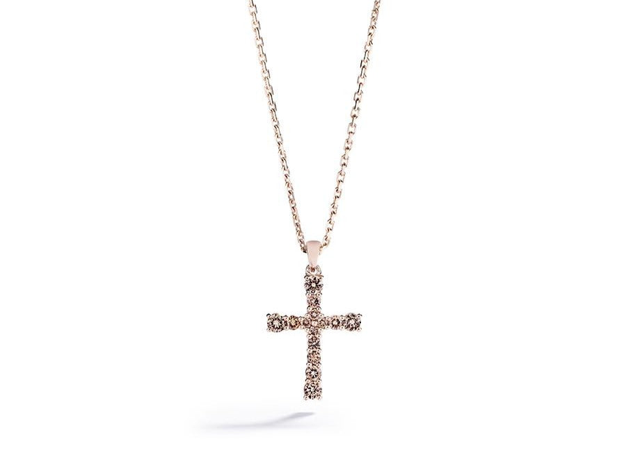 Diamantkors vedhæng med 0,26 ct. Champagne brillanter