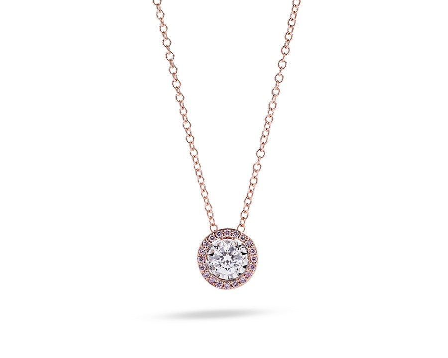 Roset vedhæng fra Hartmann's med 0,30 ct. brillant og 0,10 ct. Argyle Pink brilllanter